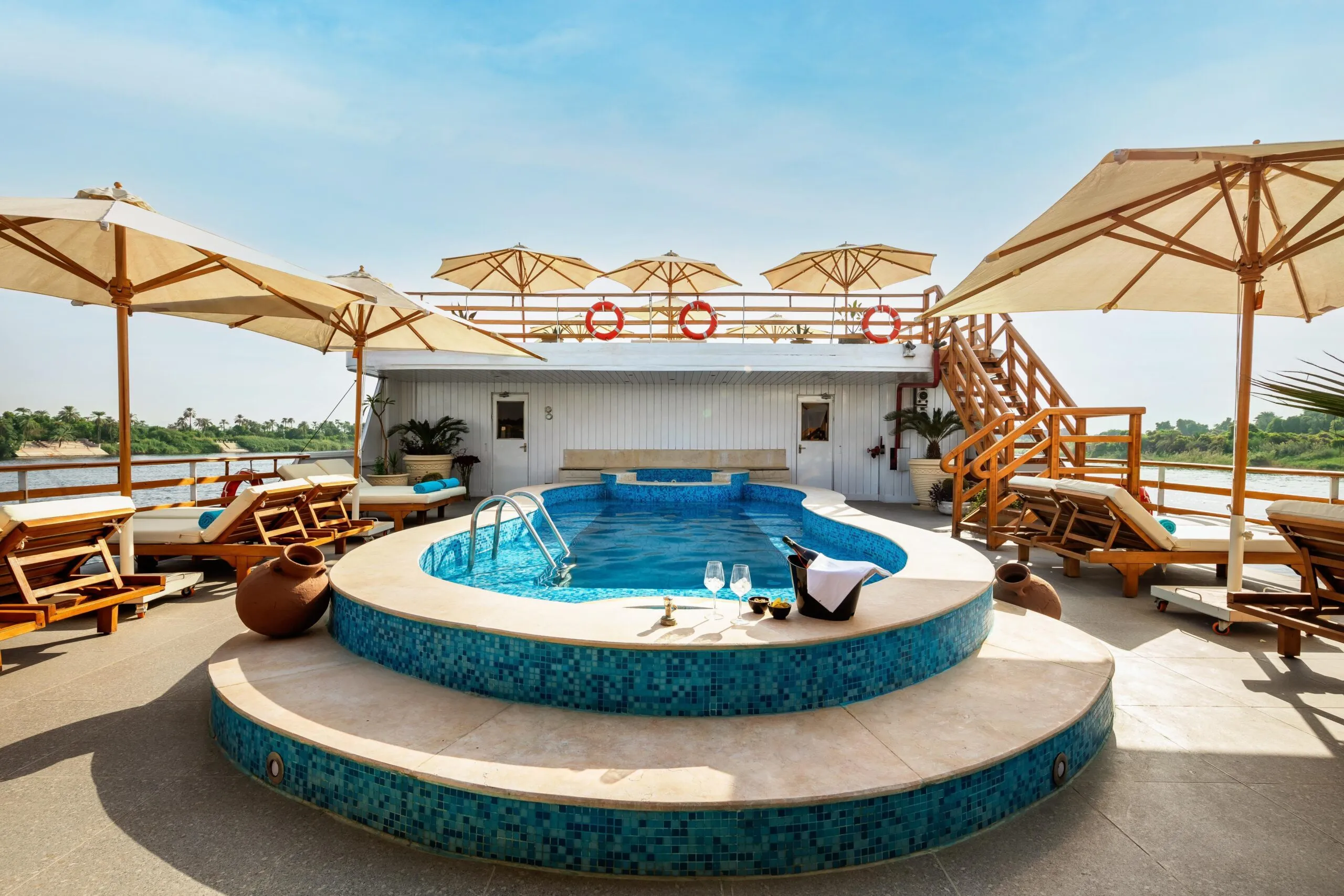 Sun deck of the Alexander The Great Nile Cruise Nile cruise